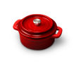 圖片 16cm圓形鑄鐵鍋(深綠漸變色) + 9cm小燒鍋(紅色漸變色)2件套